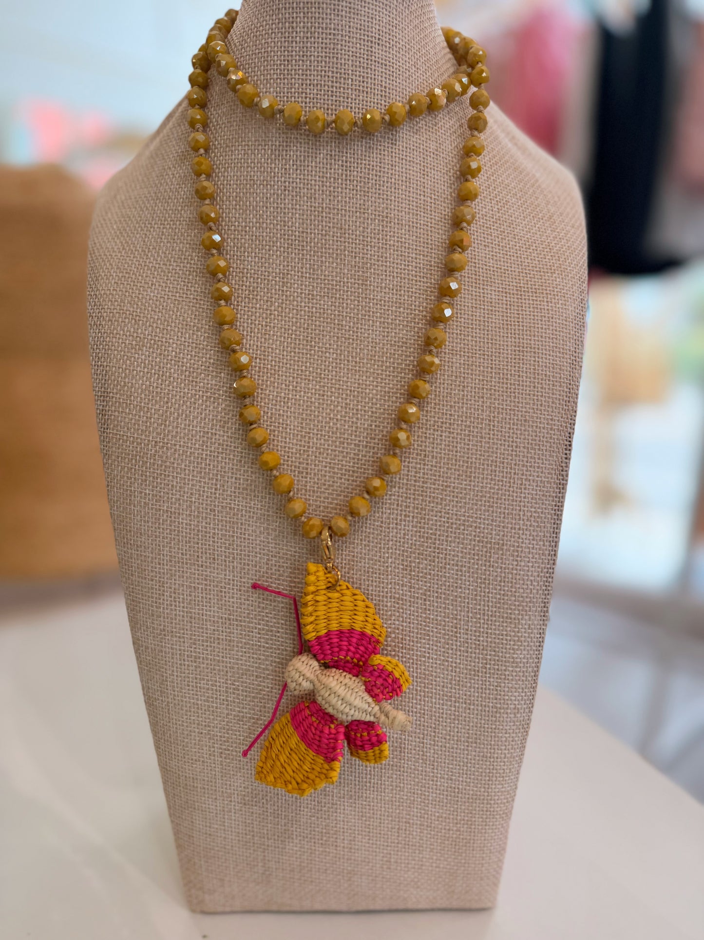 Long woven necklaces