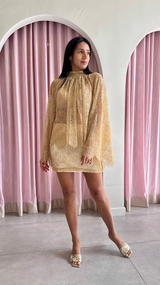 Lace gold skirt