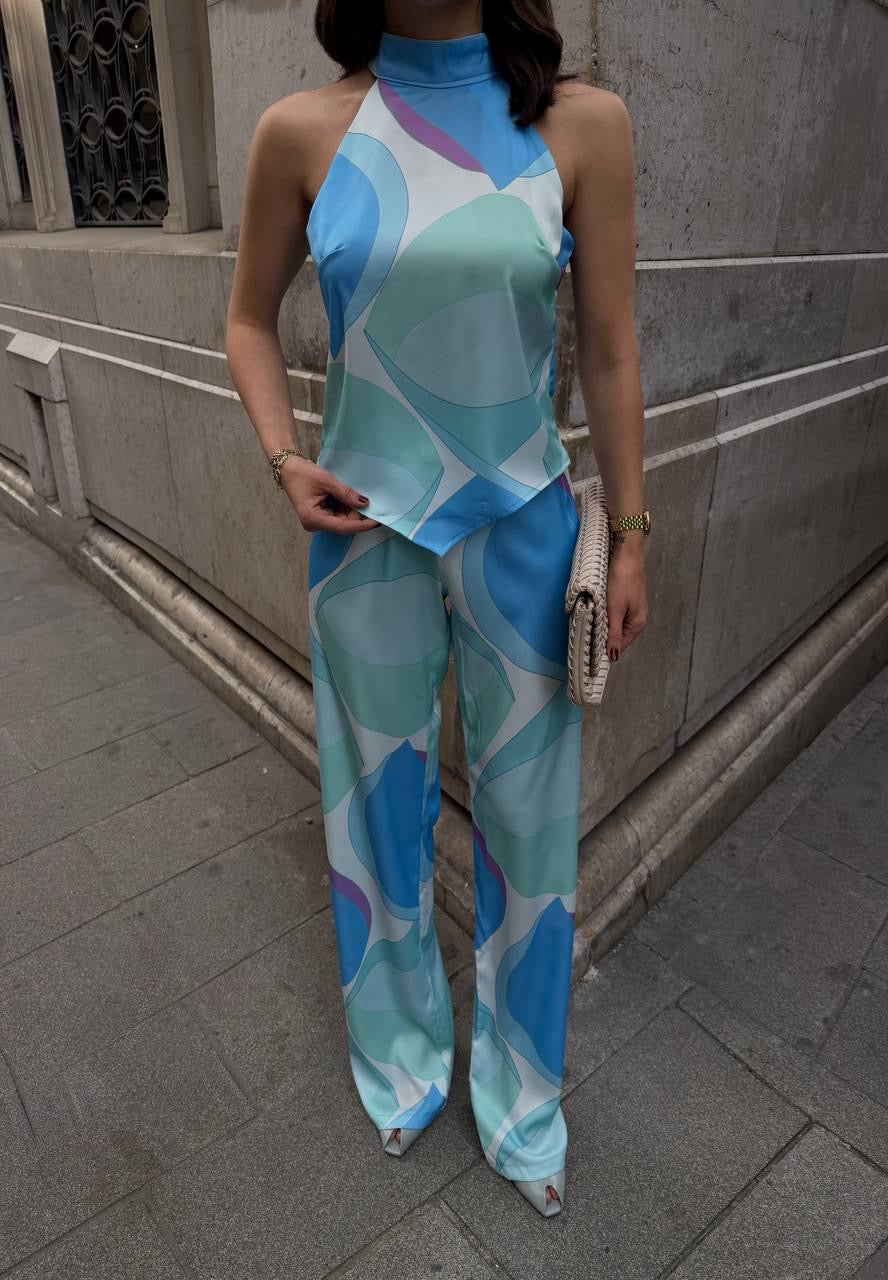 Abstract blue pants