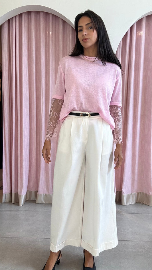 Ivory Belt Pants