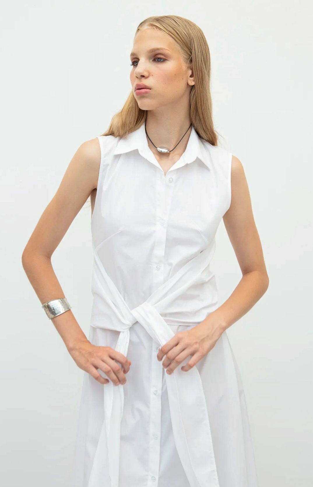 Sleeveless Shirt Dress