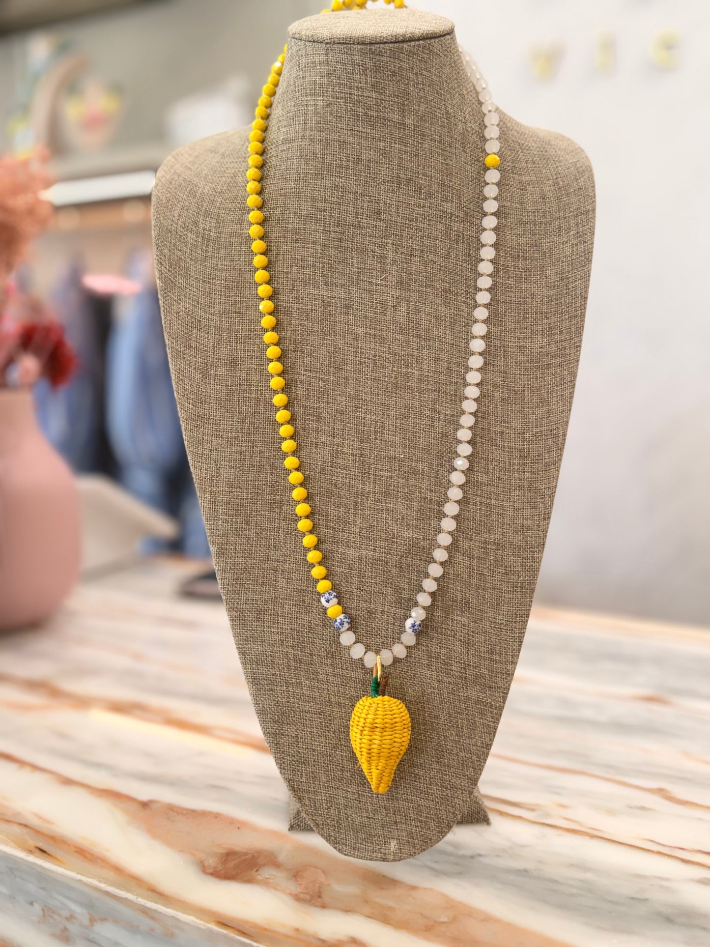 Long woven necklaces
