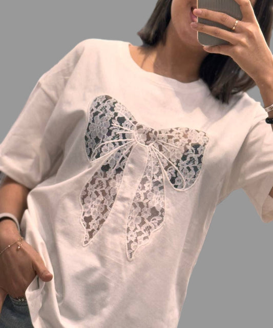 Lace bow top