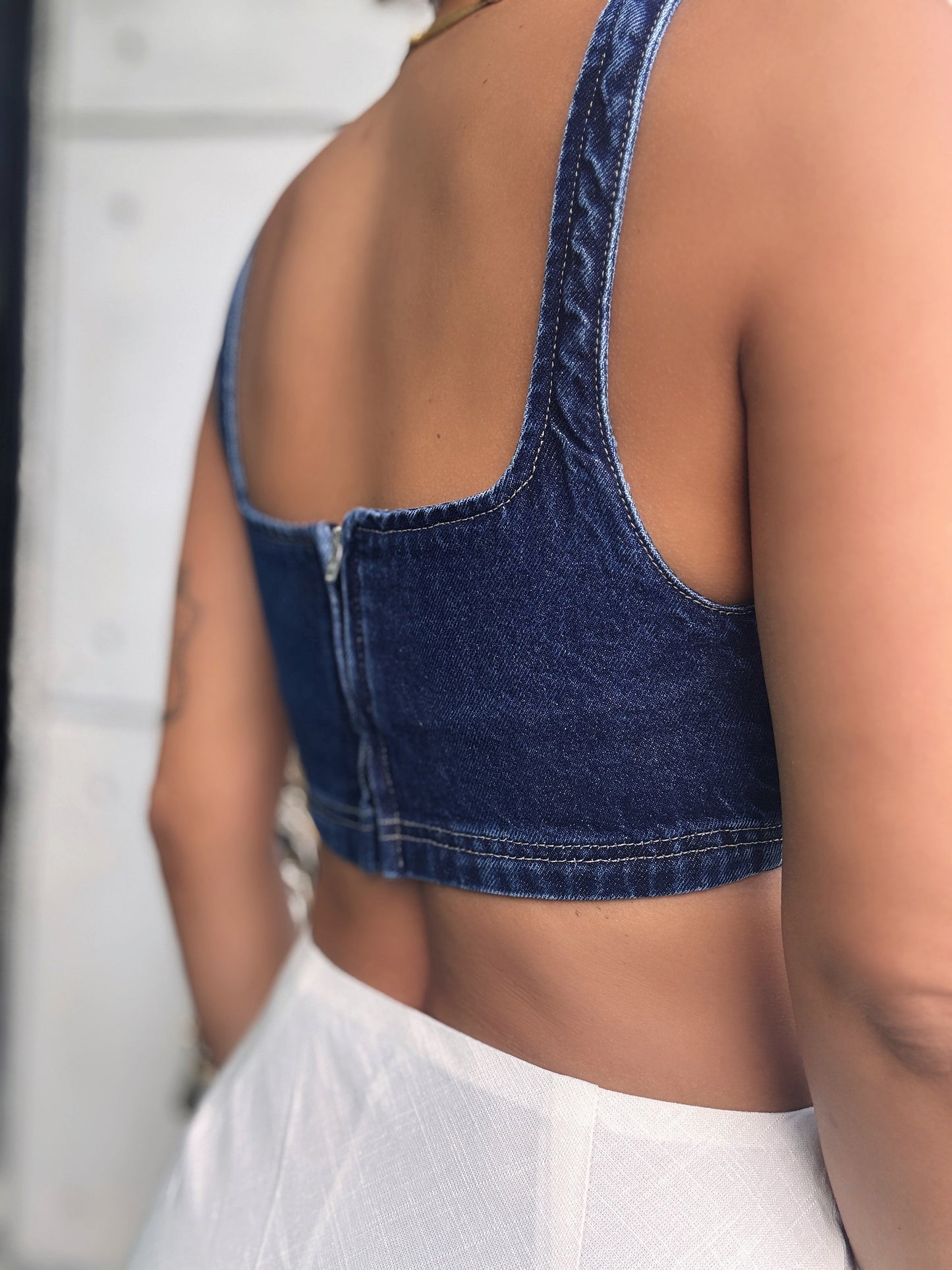 Blue Jean Crop Top (L & XL)