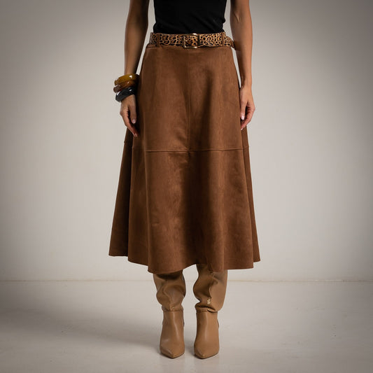 Caramel suede skirt