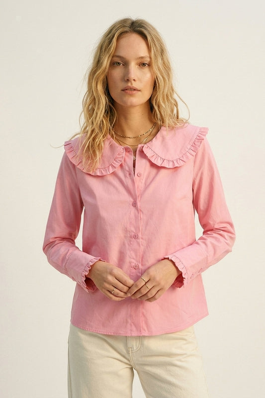 Collar pink shirt