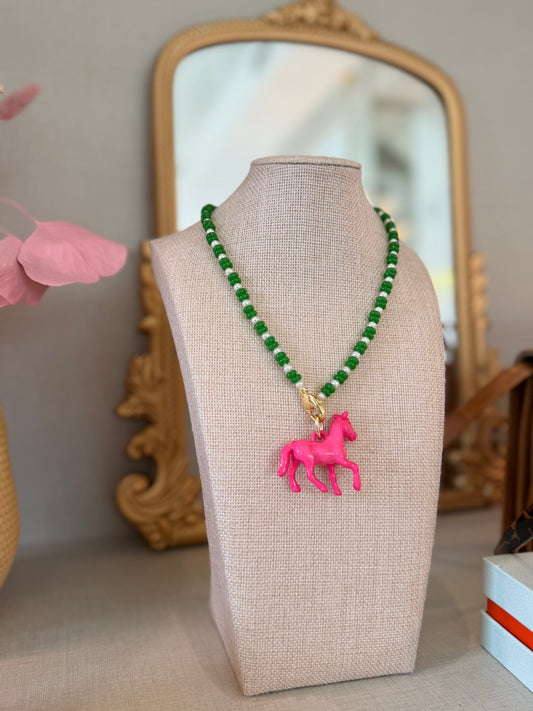 Pink horse Necklace