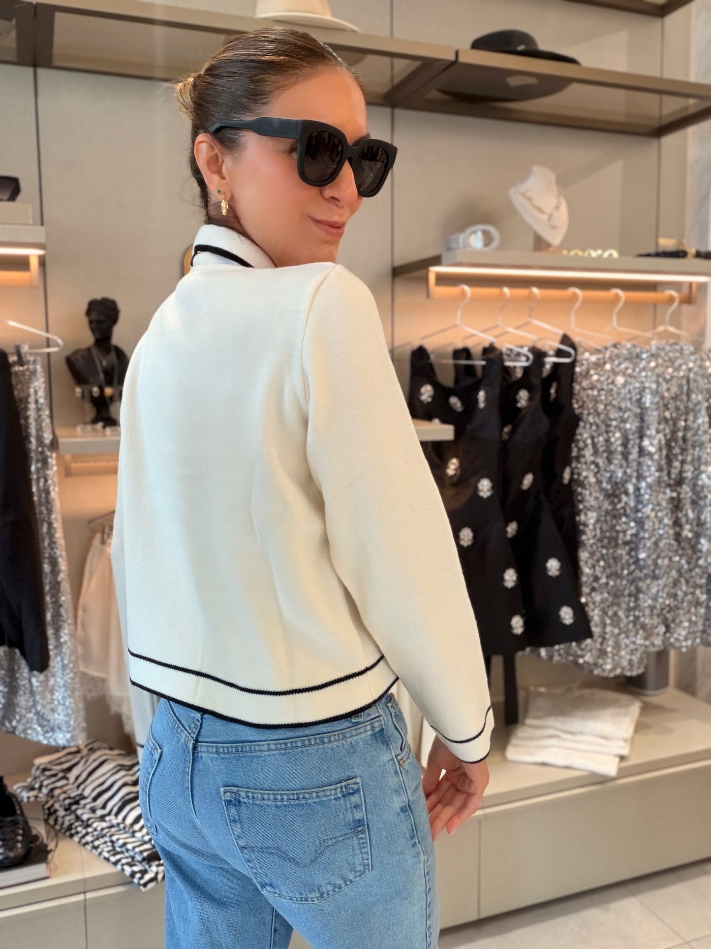 White Striped Cardigan