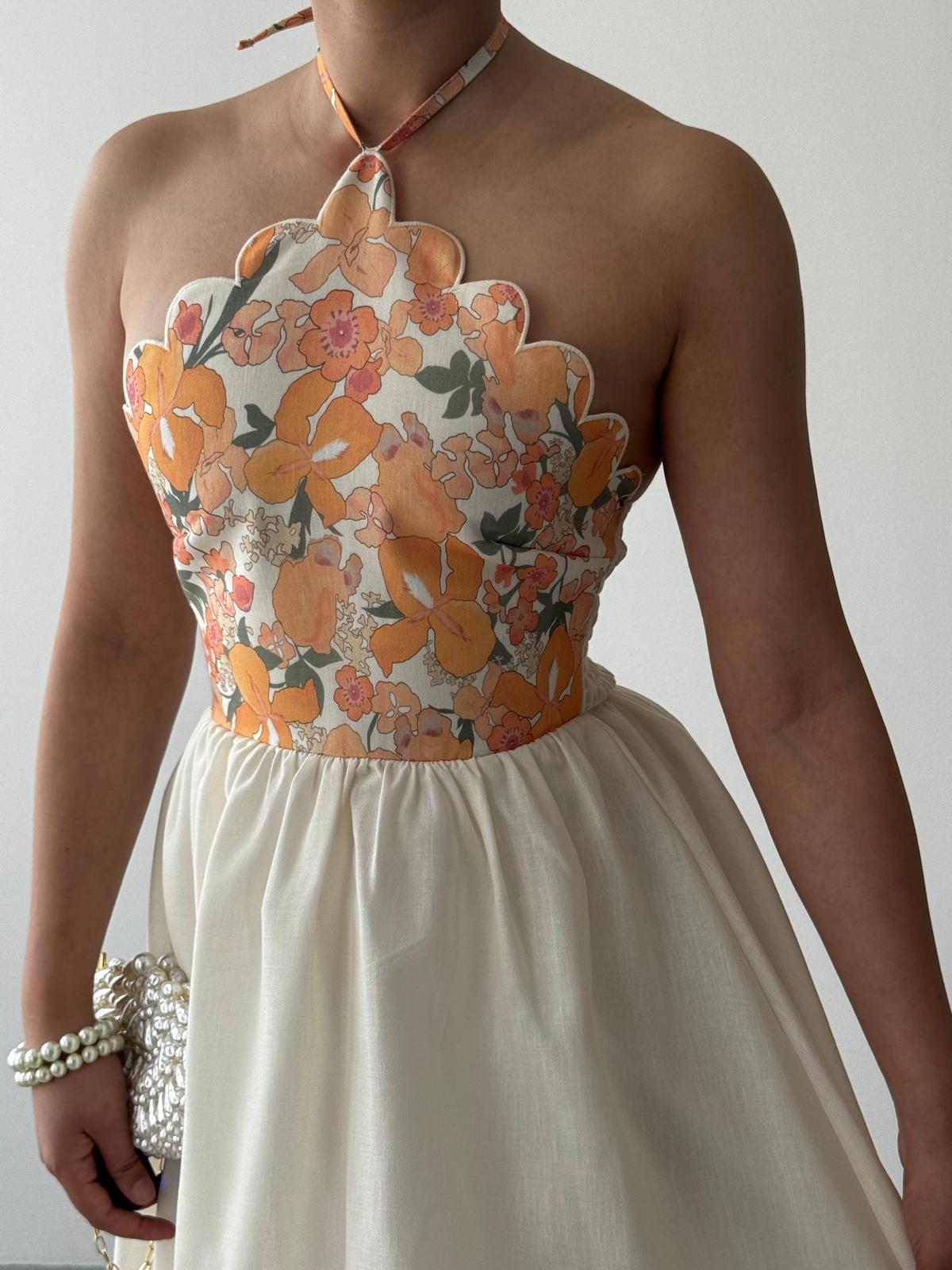 Scalloped floral dress