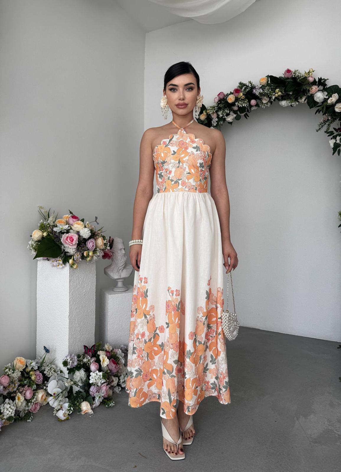 Scalloped floral dress L
