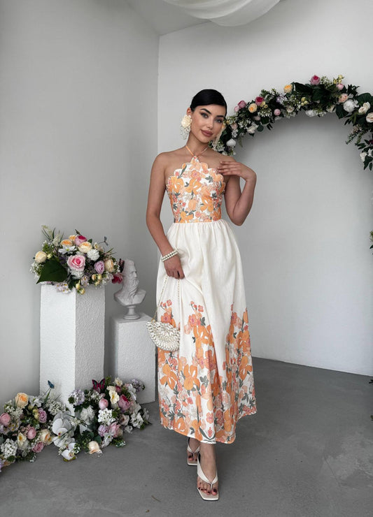 Scalloped floral dress