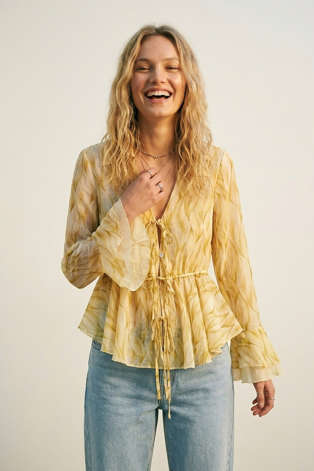 Yellow sheer blouse
