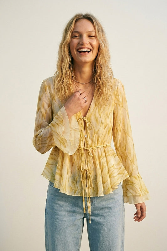 Yellow sheer blouse