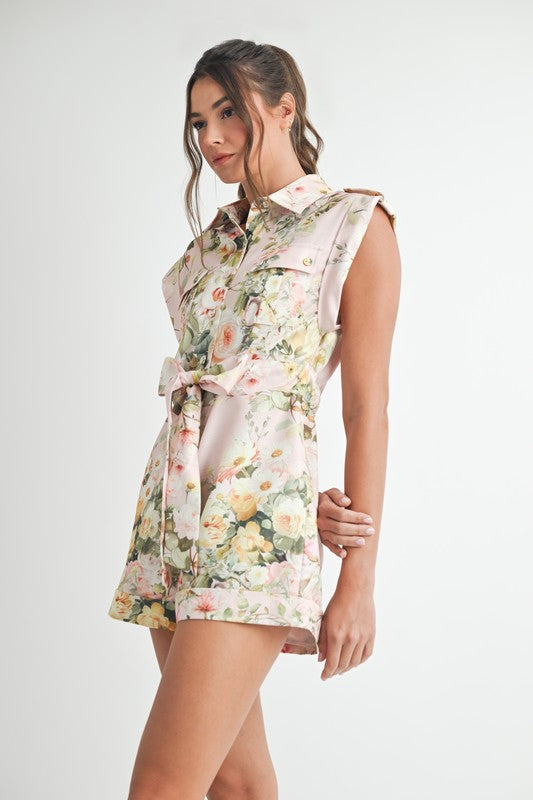 Pink Floral Romper