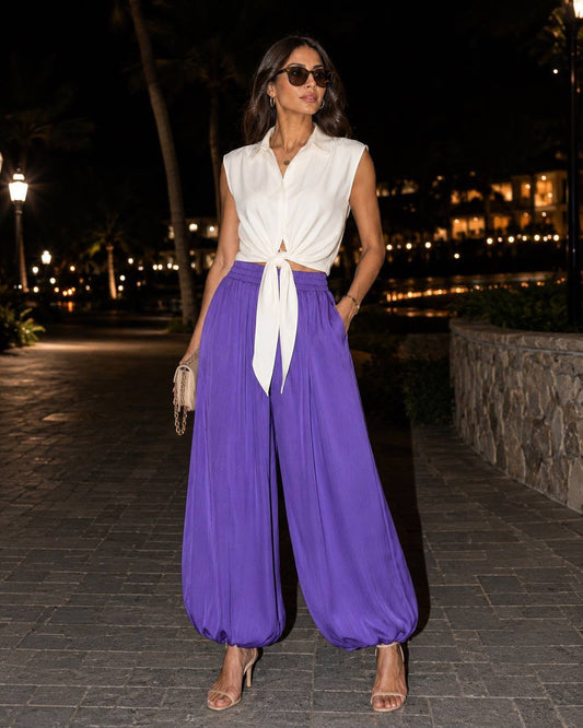 Bold purple pants