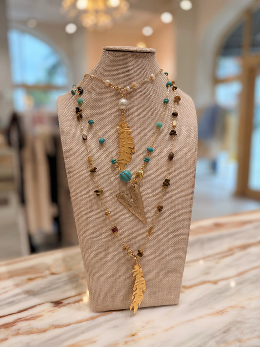 Stones metals necklaces