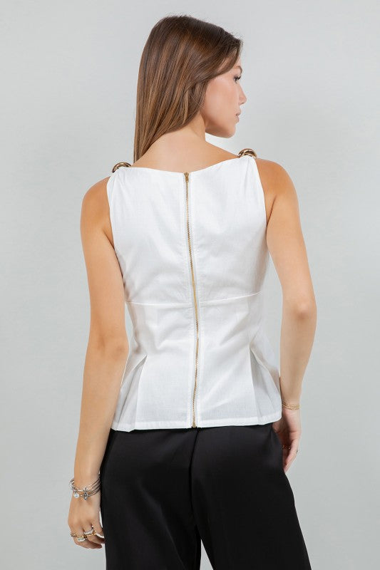 Bejeweled Pleated Top