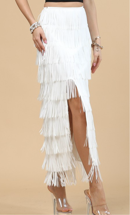 White Fringes Skirt