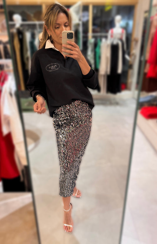 Silver Sequins Skirt