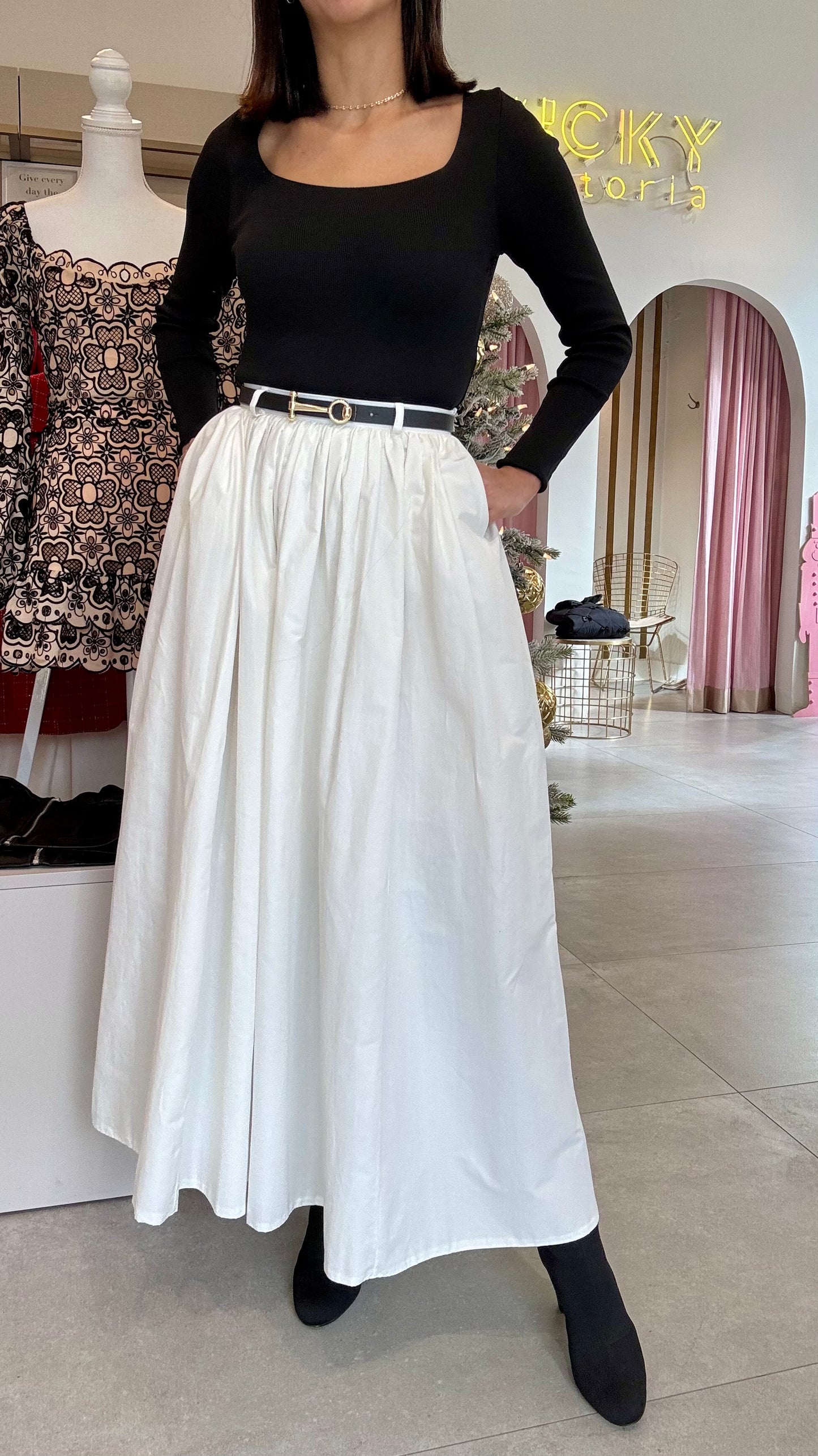 Cotton Belted Skirt