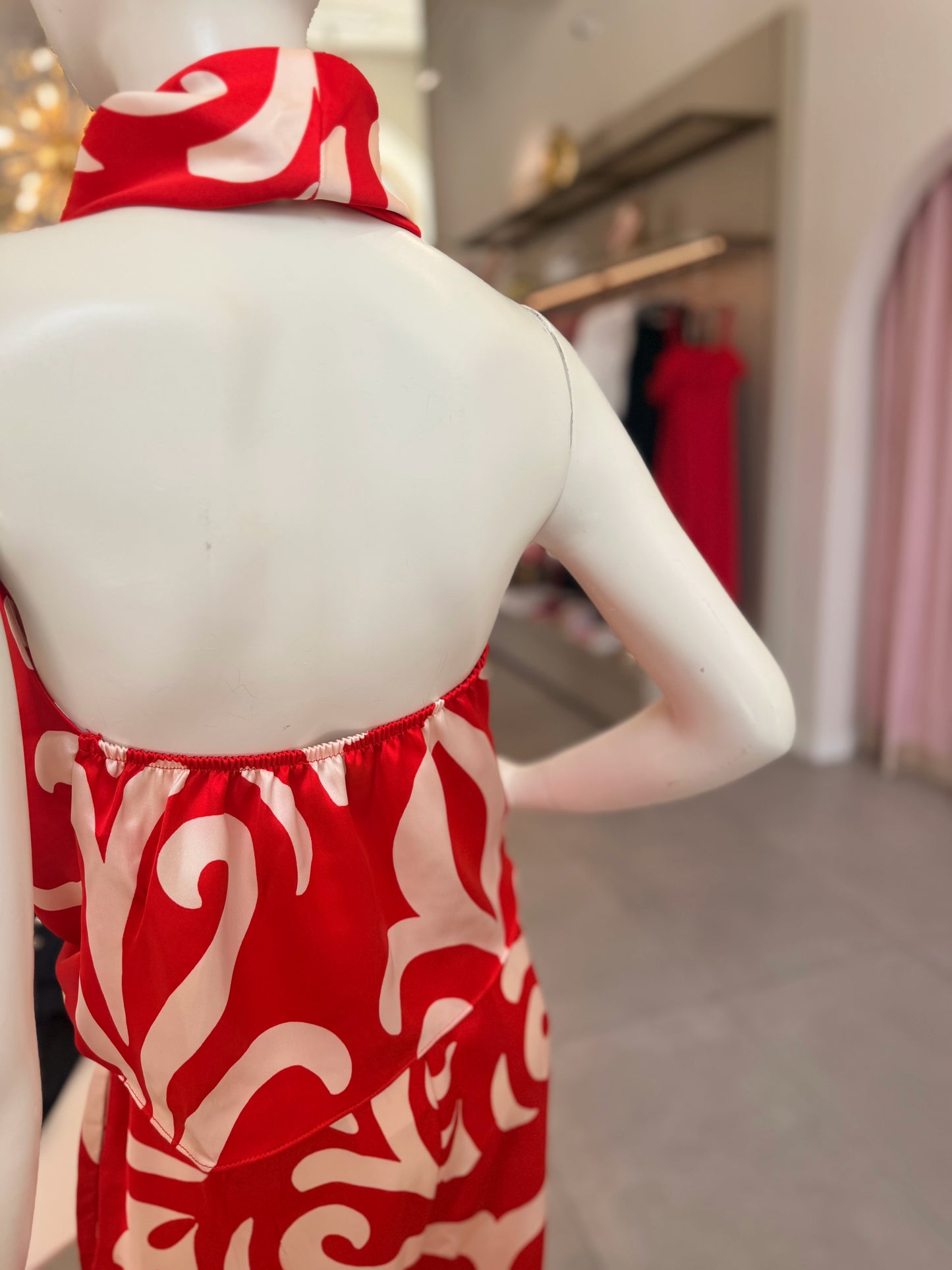 Red scarf top