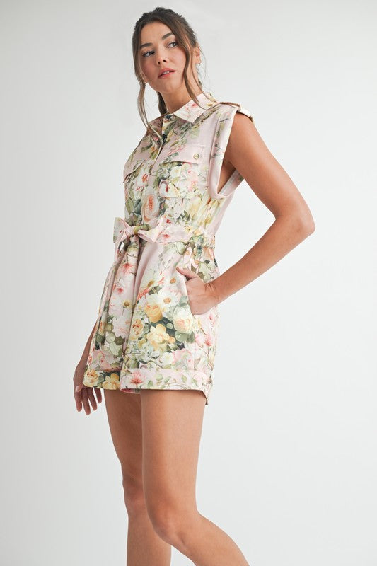 Pink Floral Romper