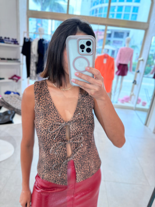 Leopard Ties Top