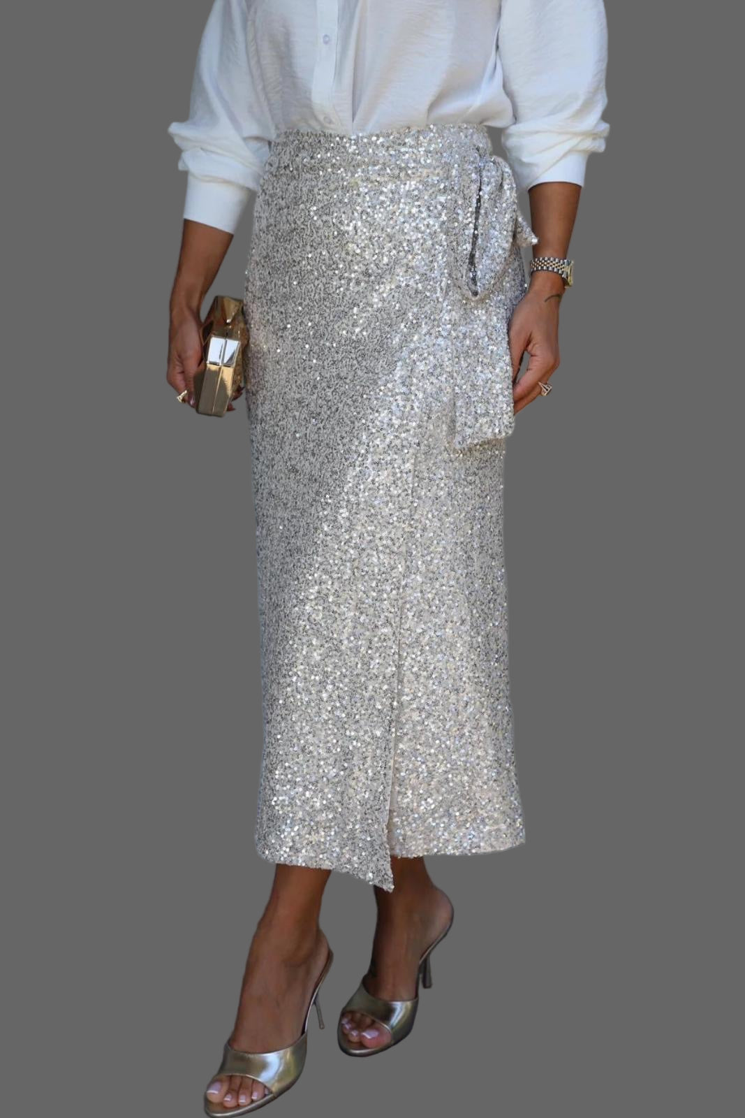 Silver Sequins Skirt