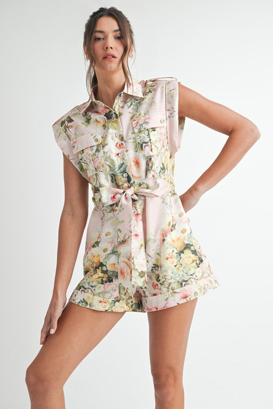 Pink Floral Romper