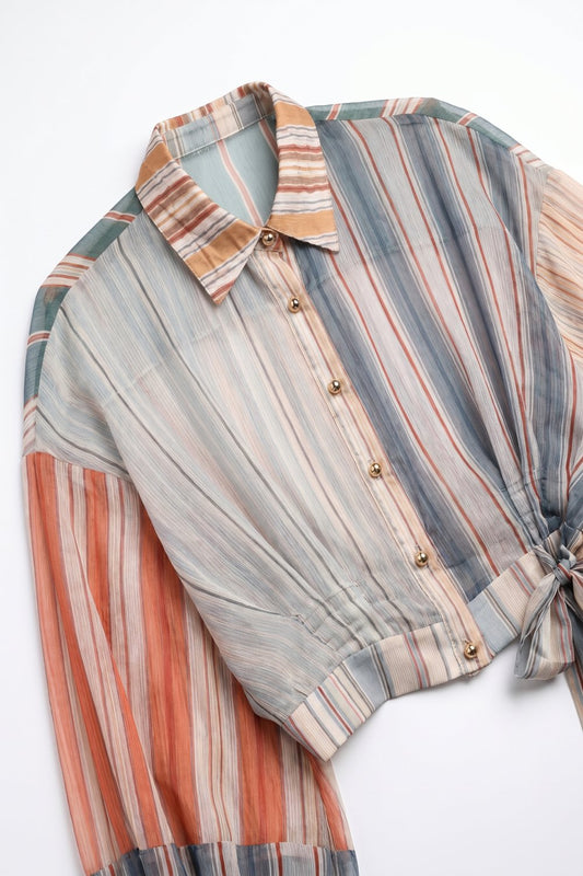 Striped Tie-Front Blouse