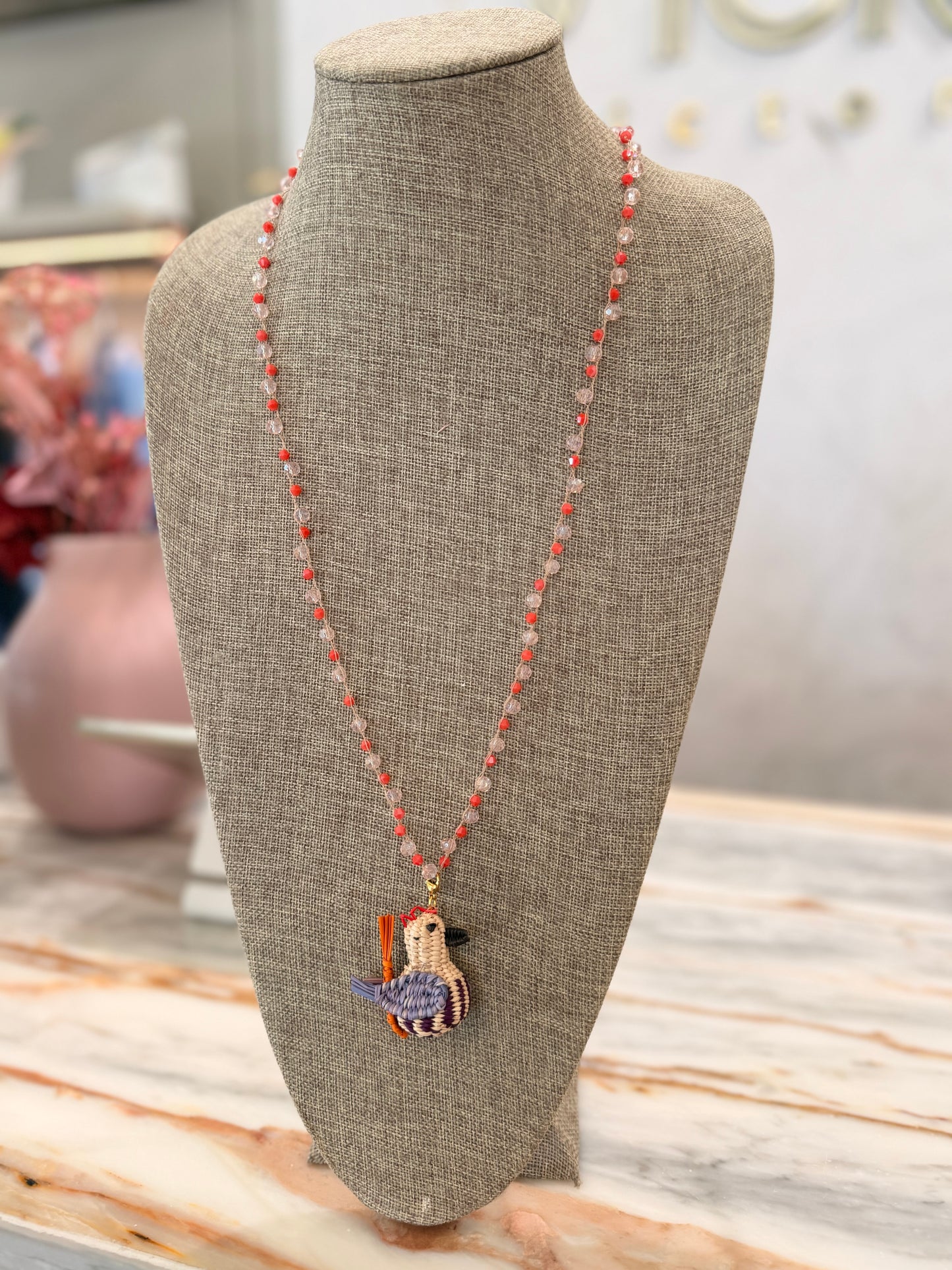Long woven necklaces