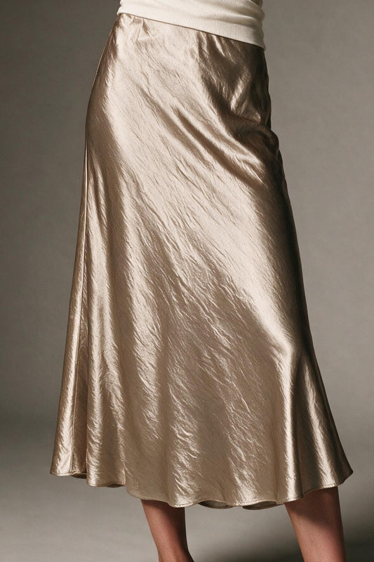 Satin midi skirt