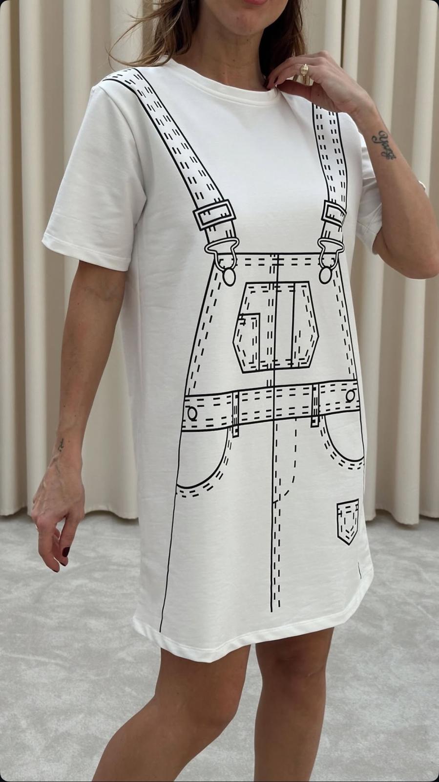 White Drawing T-Dress