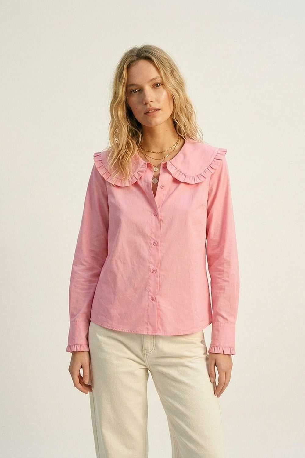 Collar pink shirt
