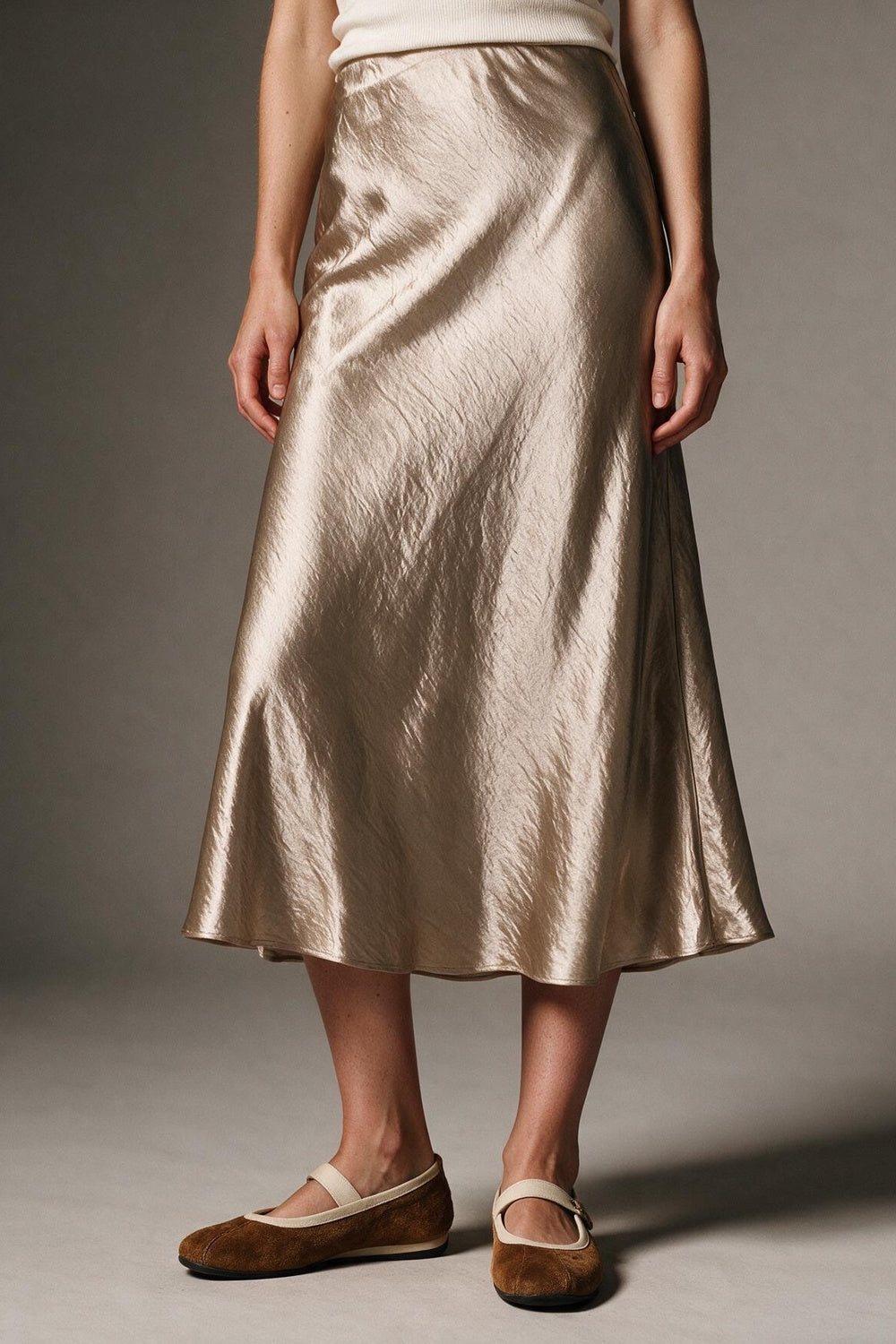 Satin midi skirt