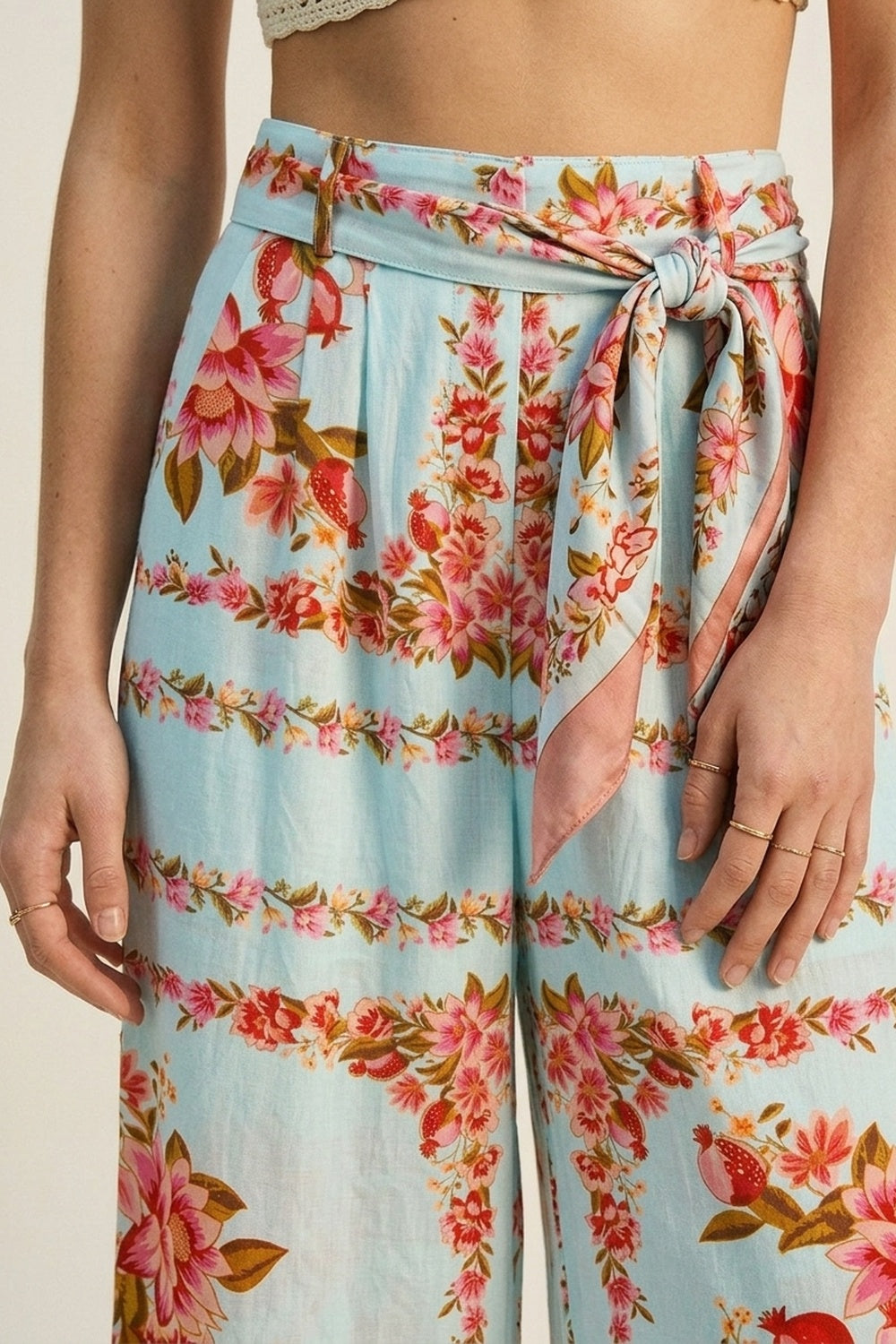 Floral blue pants