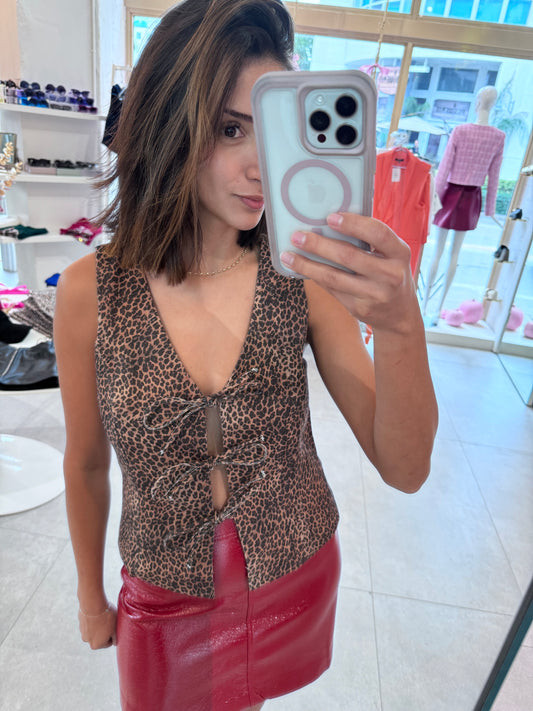 Leopard Ties Top