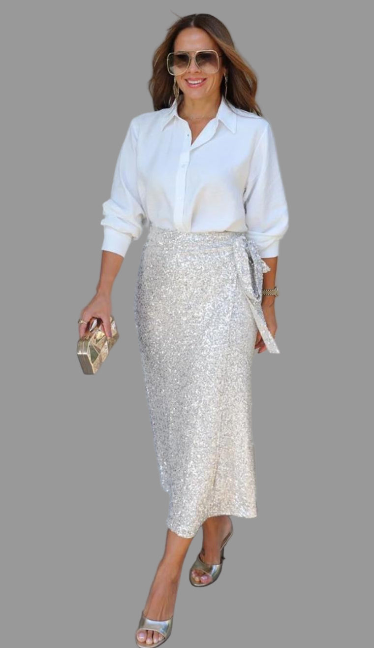 Silver Sequins Skirt