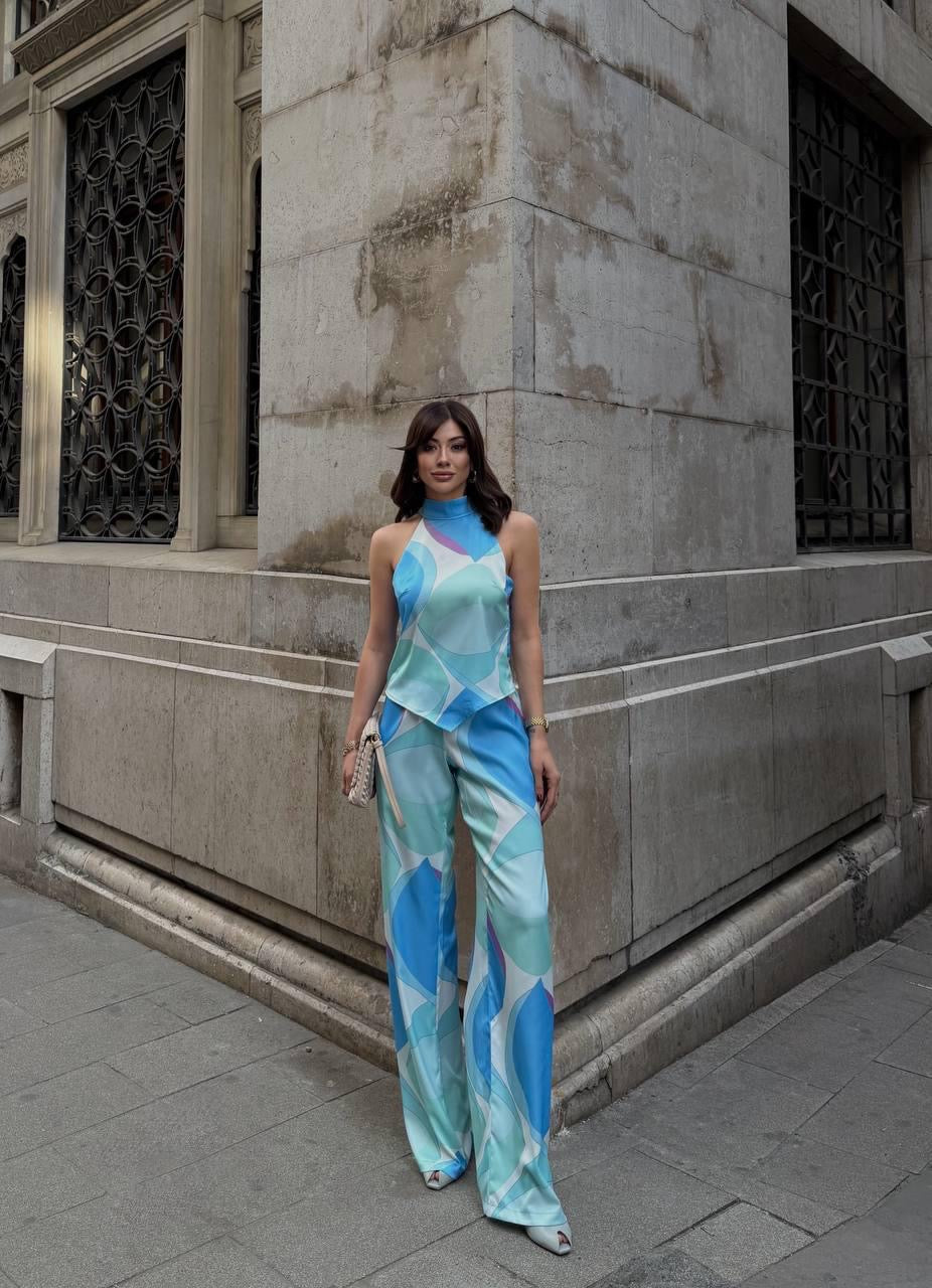 Abstract blue pants