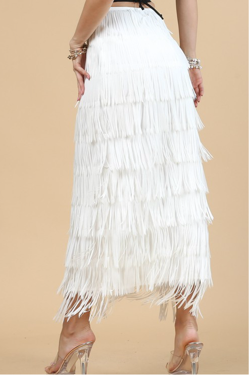 White Fringes Skirt