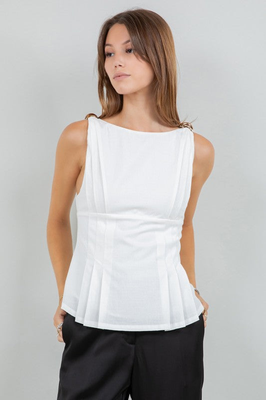 Bejeweled Pleated Top