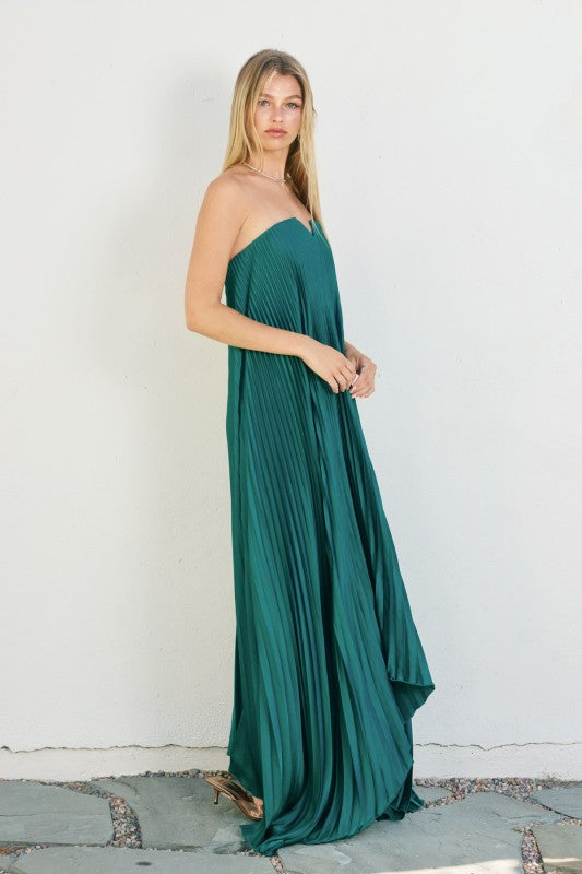 Pleated Emerald Dress
