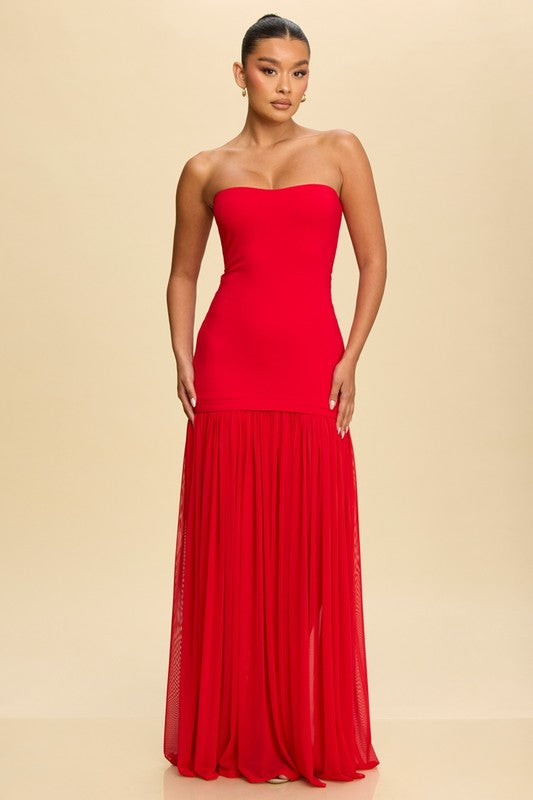 Red Chiffon Gown