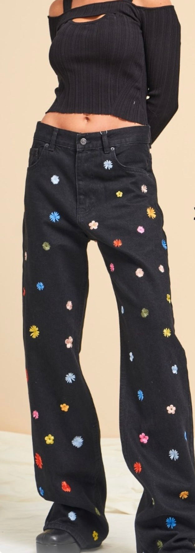 Floral Embroidery Pants (Large)