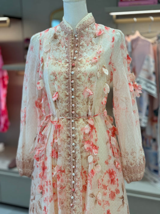 Pink Petals Midi Dress