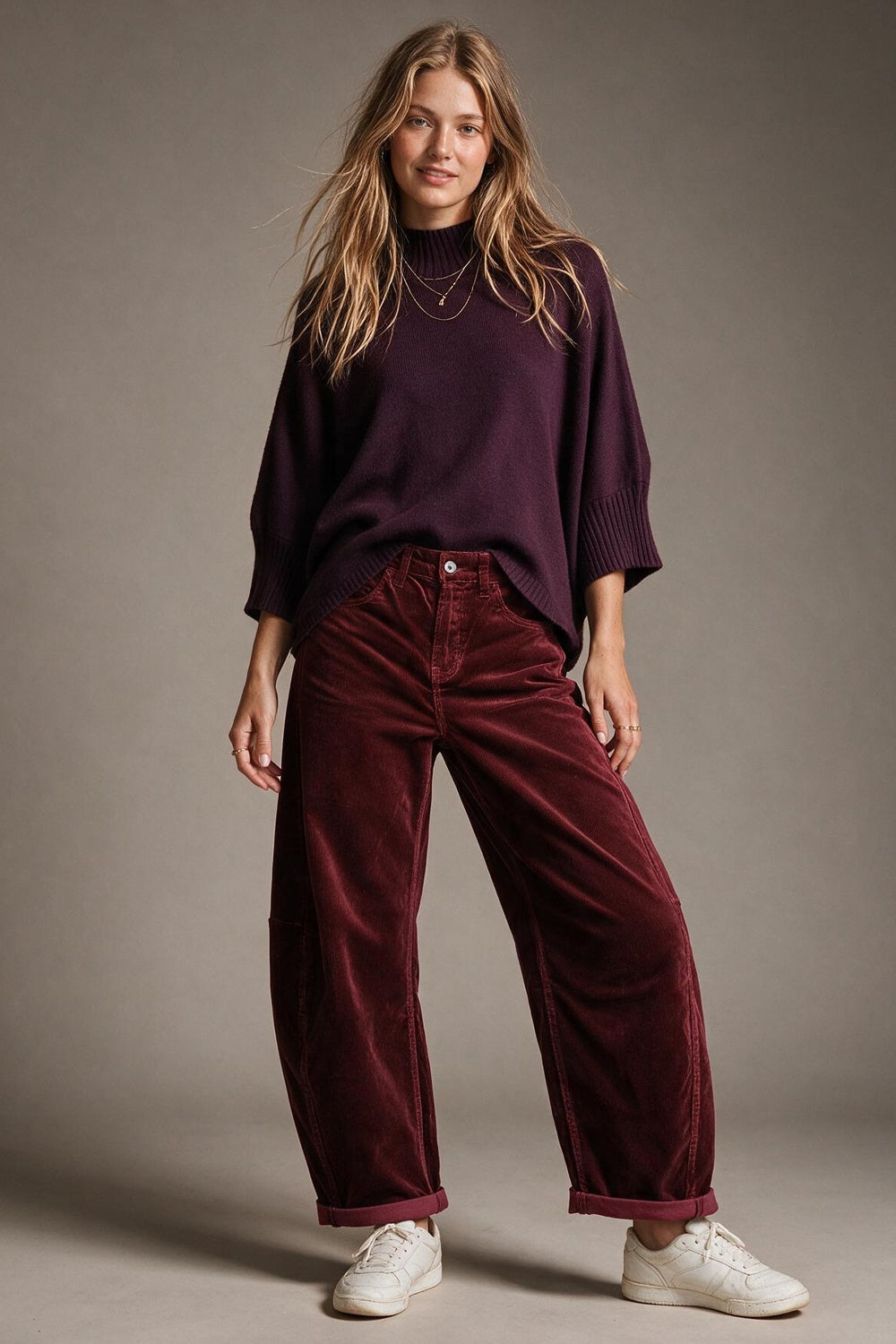Corduroy barrel pants