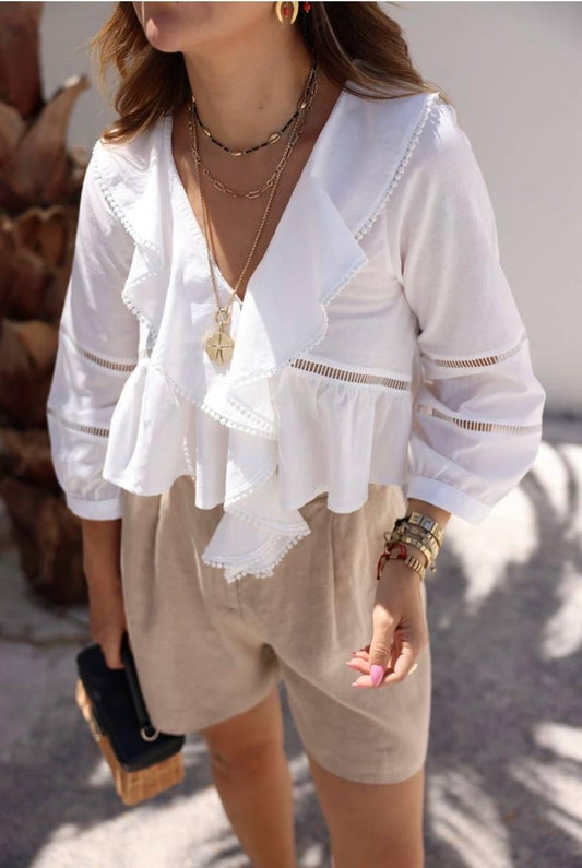 White Ruffles Blouse