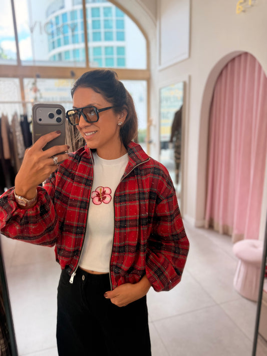 Red plaid jacket