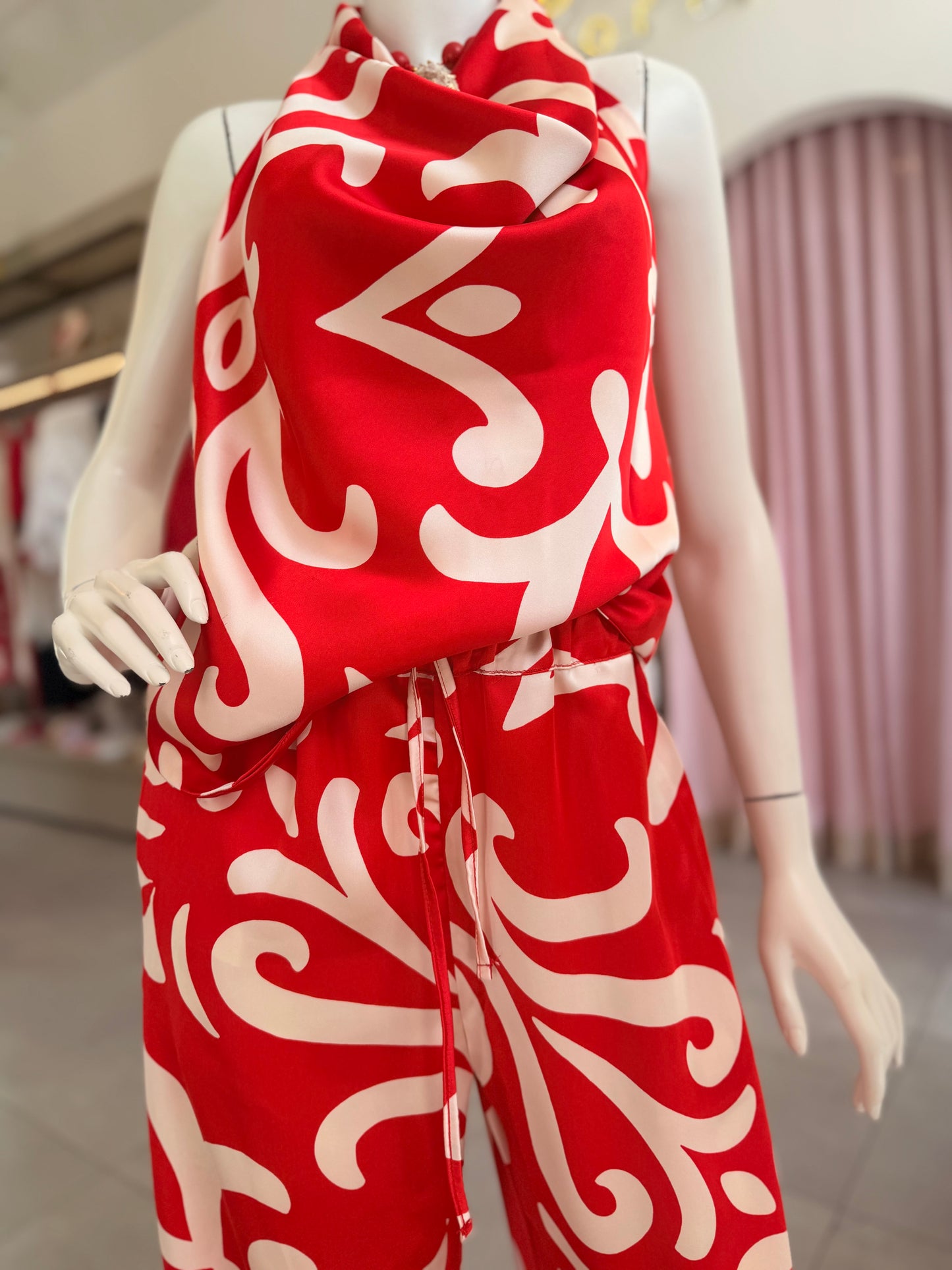 Red scarf top
