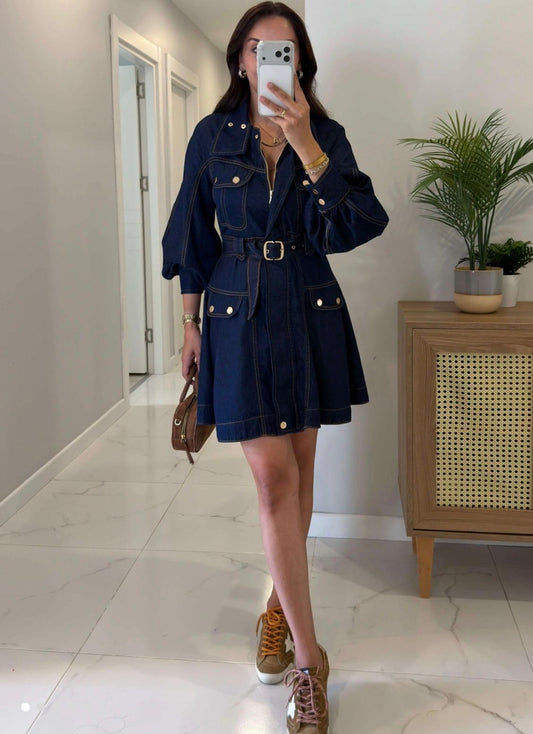 Utility denim dress
